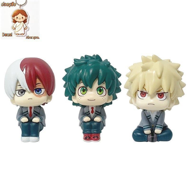 20261 Peças, 10cm, Figura de Personagem de Anime My Hero Academia, Versão Q, Postura Sentada, de Bakugou Katsuki e Midor