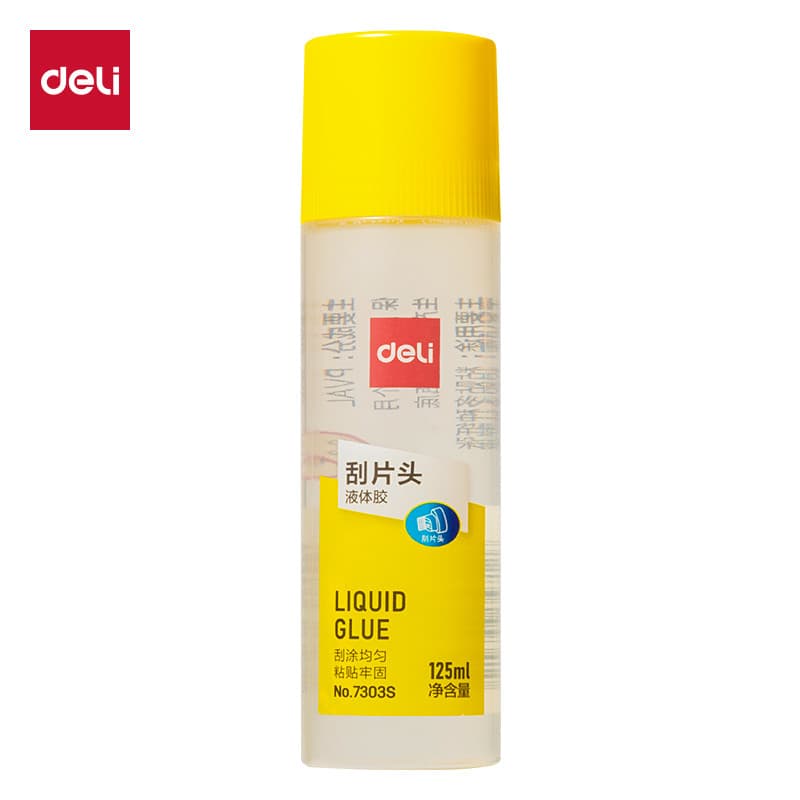 Deli 7303S Cola Material de Escritório Cola Líquida 125ml Lavável Soft Escova Cabeça Mão Pegajosa Papelaria