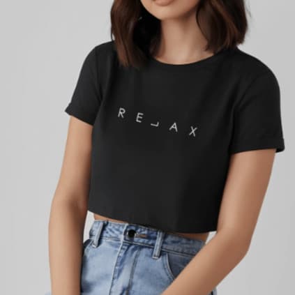 Blusa Feminina Cropped Slim Baby Look Estampa Relax Minimalista Casual Algodão