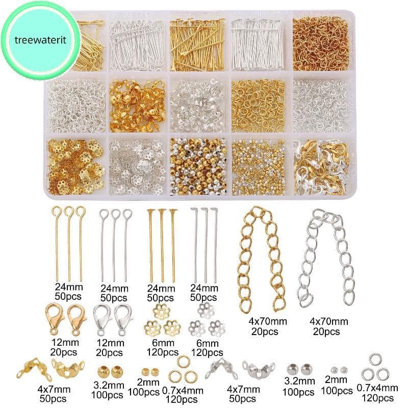 treewaterit 1260 Unidades/Conjunto Kit Inicial Para Fabricação De Joias Brincos Nelace Descobertas DIY Contas Acessórios