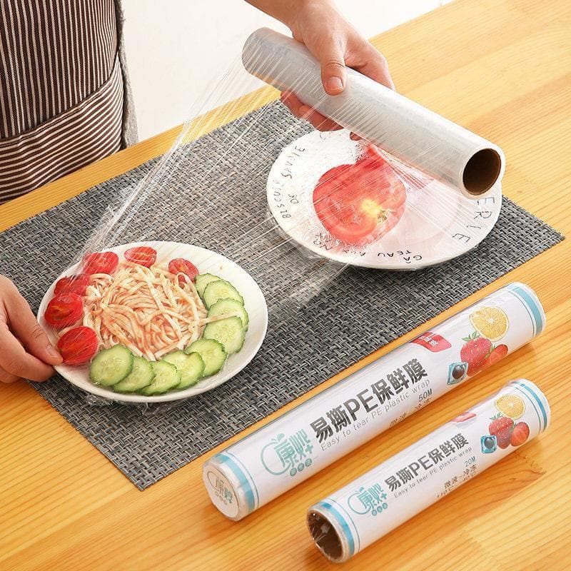Envoltório plástico para alimentos domésticos, embalagem econômica de cozinha, rolo grande, geladeira refrigerada, fruta