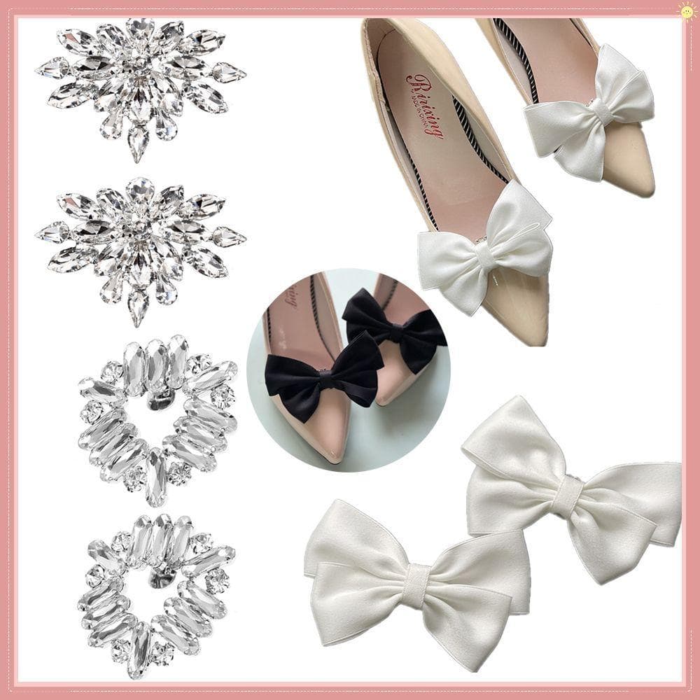 2 Pcs Decorações De Sapatos Noiva Clipes Decorativos Brilhantes Acessórios Para Flor De Seda