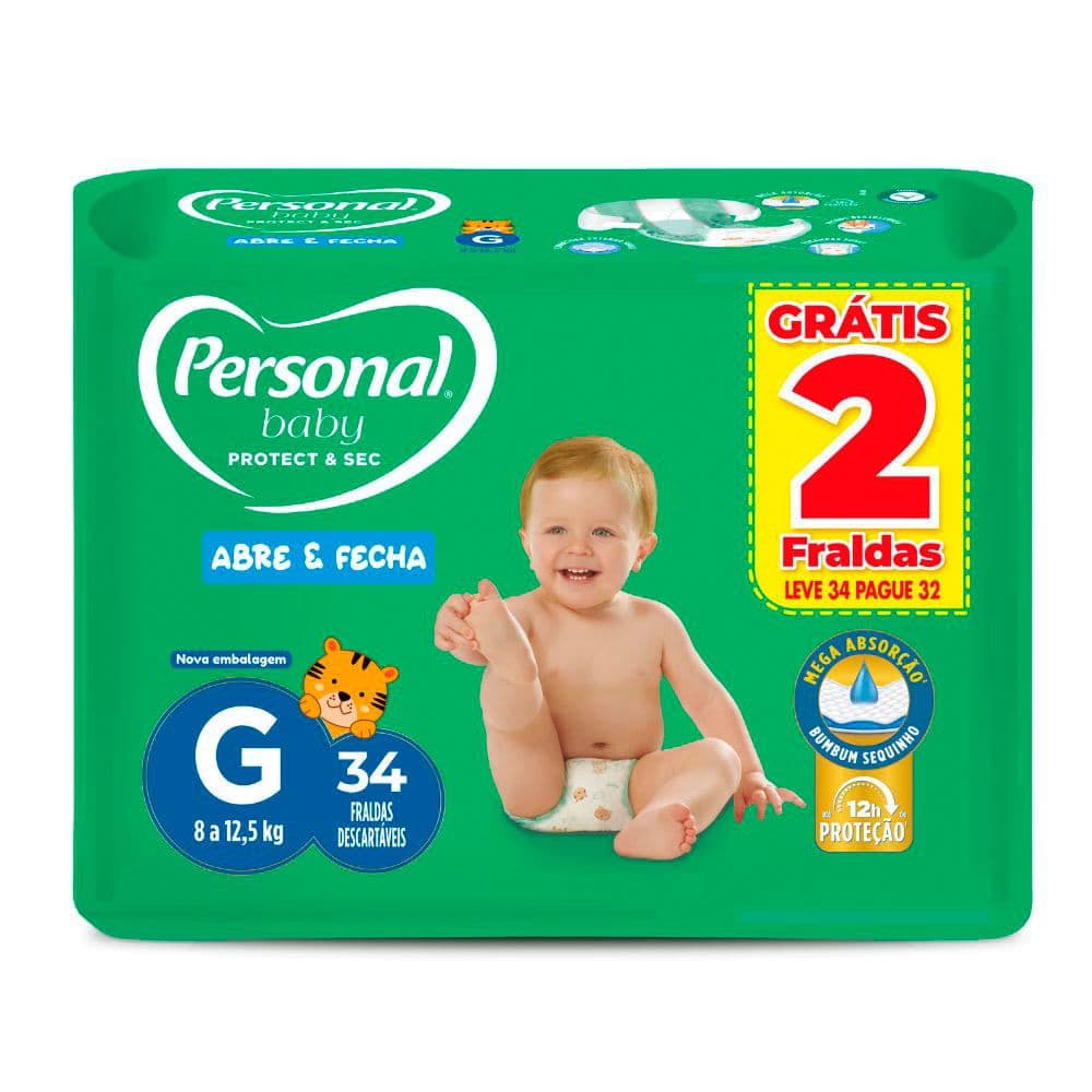Fralda Personal Baby Protect & Sec Tamanho G Leve 34 Pague 32 Fraldas Descartáveis