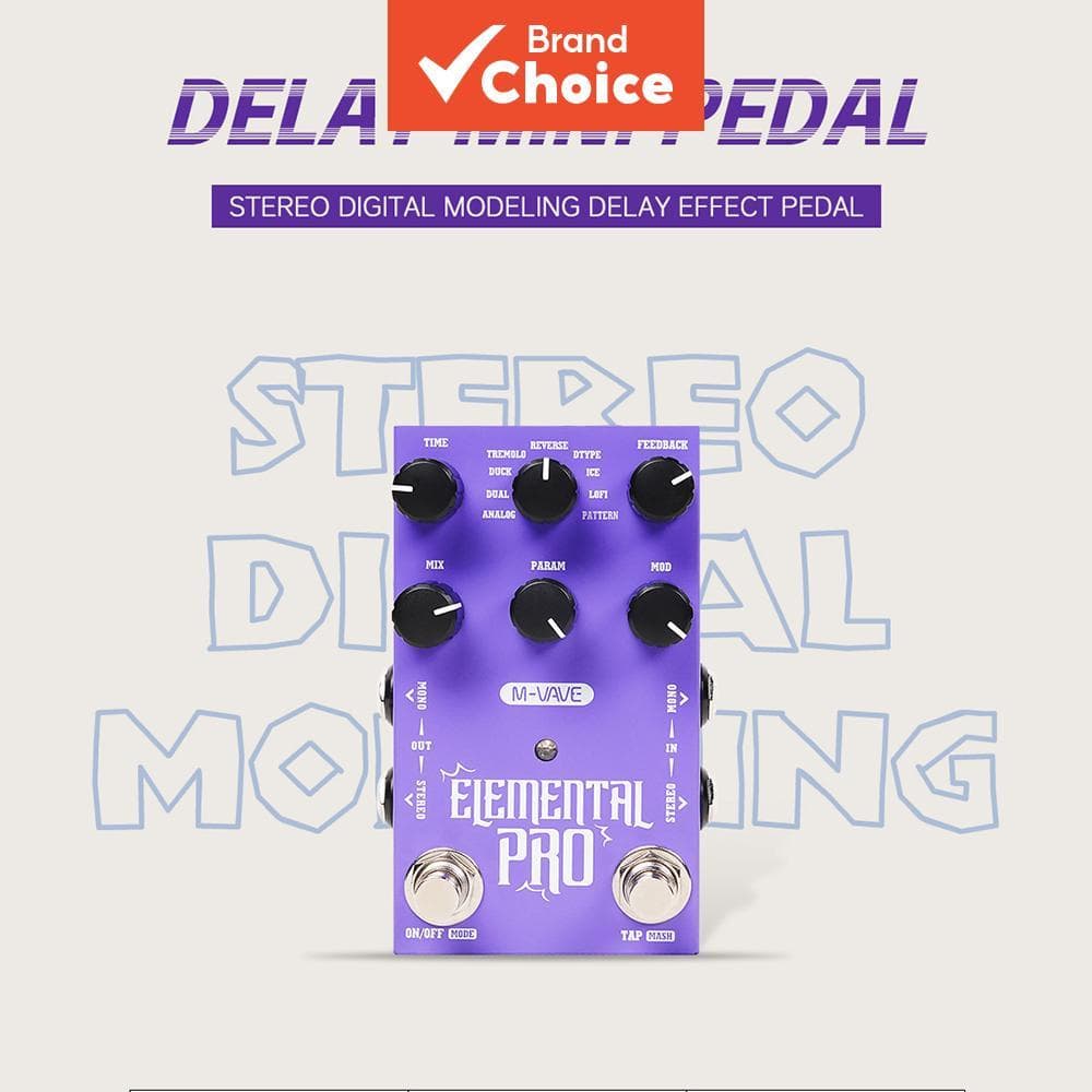 M-VAVE Elemental Pro Delay Pedal: pedal de efeito com tempo de toque, retenção MASH, entrada e saída estéreo, múltiplos