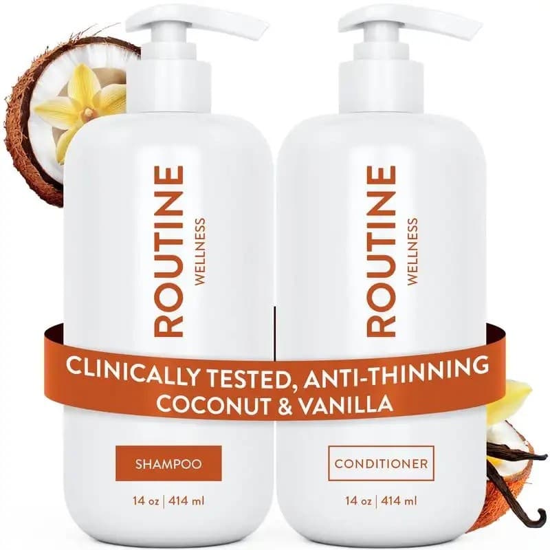 Bem-Estar Diário, Coco e Baunilha, Antiqueda, Sem Parabenos, Sem Sulfatos, Vegano, Hidratante, Conjunto de Shampoo e Con