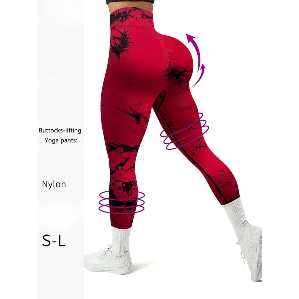 Nova cor Smiley Tie-Dye Leggings pele-amigável ajuste Anti-ondulação correndo Floral magro esportes Yoga calças
