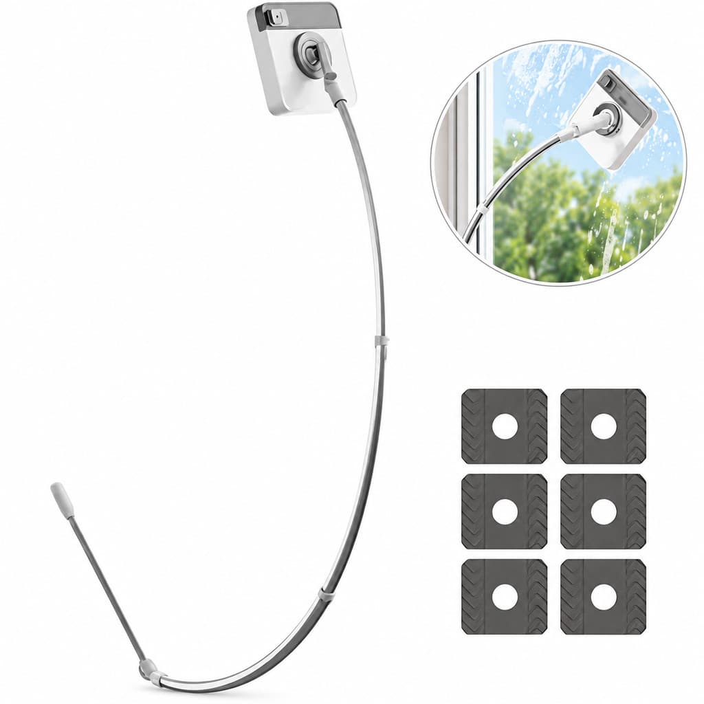Limpador Vidros Extensível 2 em 1 c/ Esponja e Rodo - Multifuncional p/ Janelas e Espelhos