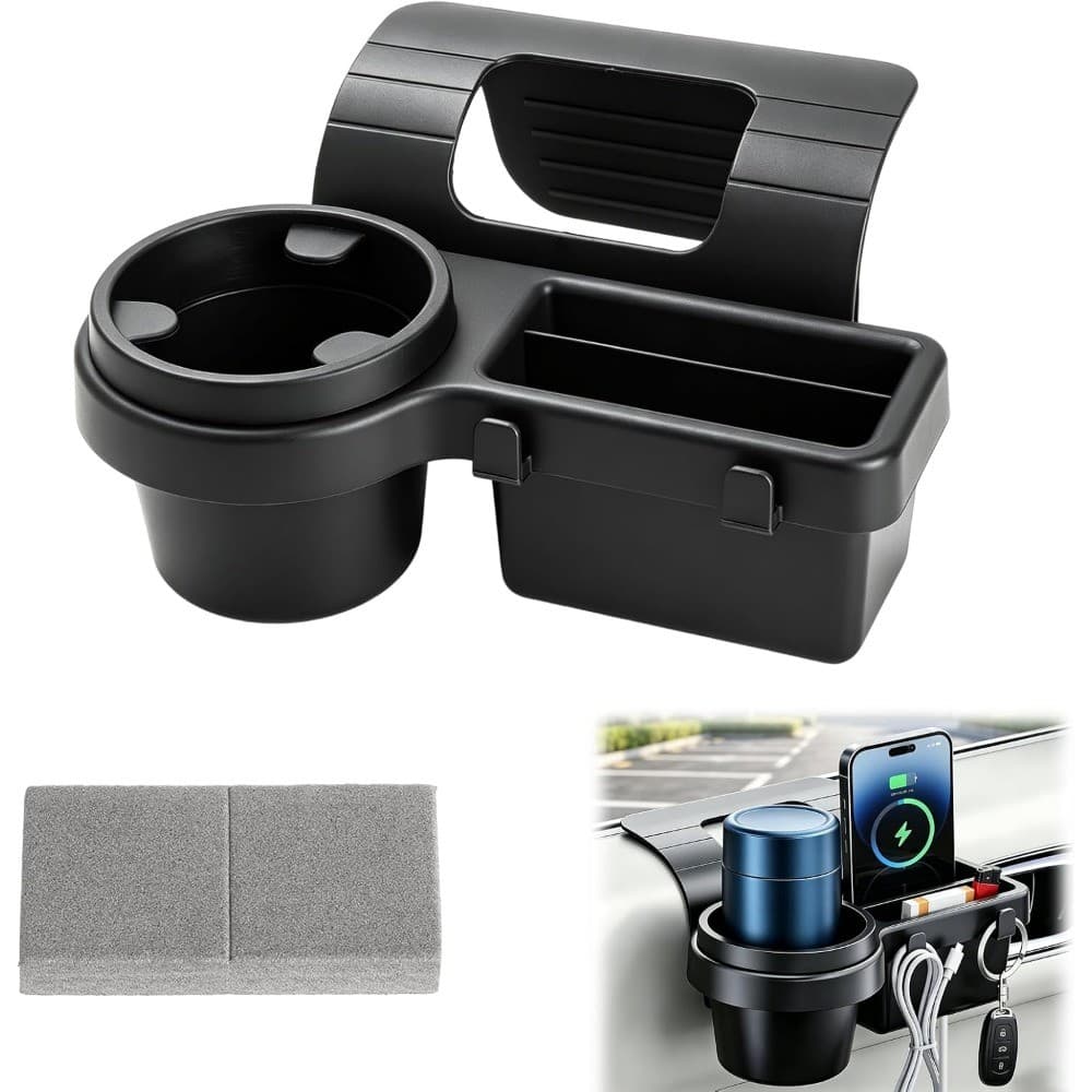 Organizador De Armazenamento De Slot Para Janela De Carro-Porta-Copos Gap Com Bolso Lateral , Mantém Telefones E Bebidas