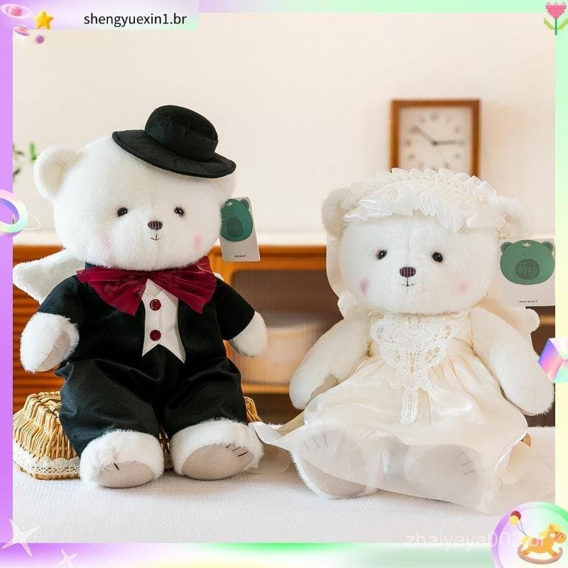 PEEWANY1 Brinquedo De Pelúcia De Urso , Vestido De Casamento , Casal , Ursos , Boneca , Travesseiro De Animal Simulação