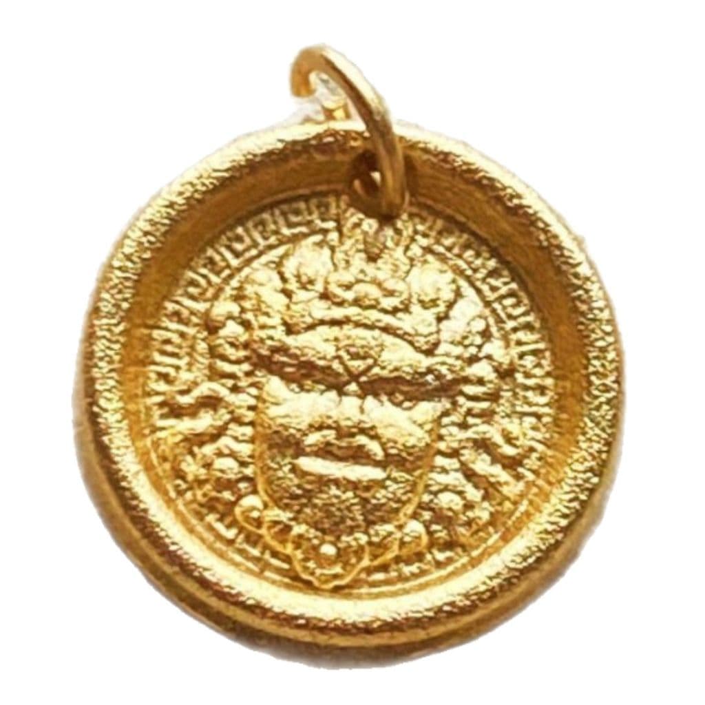 Areia fosca ouro esmalte colorido amarelo deus da riqueza pingente placa redonda pendurado transferência grânulo amuleto