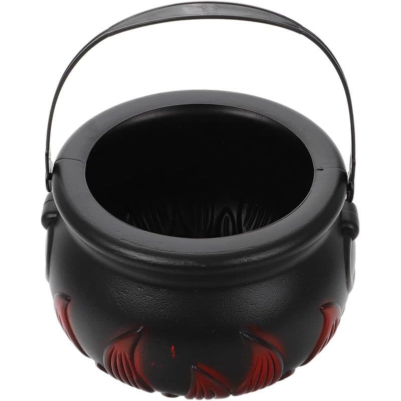 DOITOOL Caldeirão De Plástico Para Halloween , Pote De Bruxa Preto De 8 " Com Alça , Balde Grande De Tigela De Doces Pre