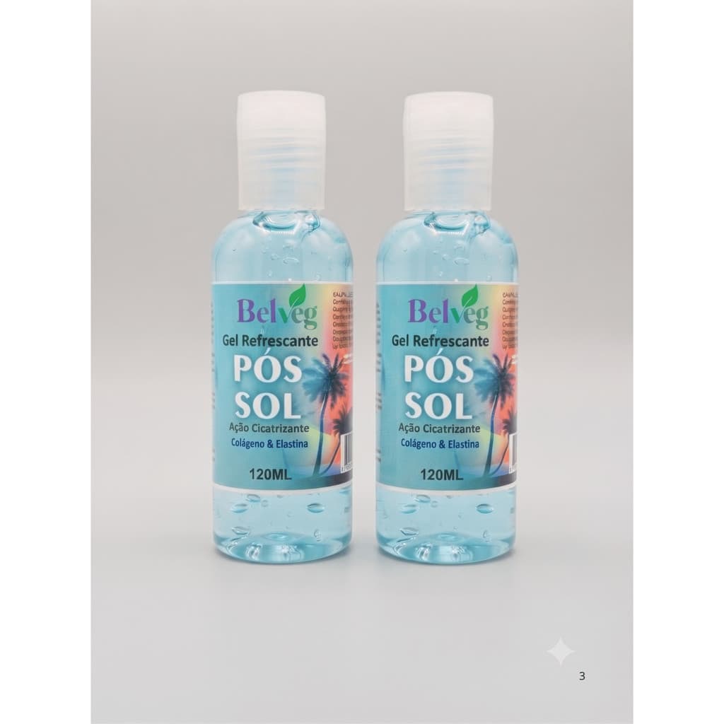 Gel Pós Sol com Colágeno, Elastina e Mentol Refrescante 120ml - BelVeg