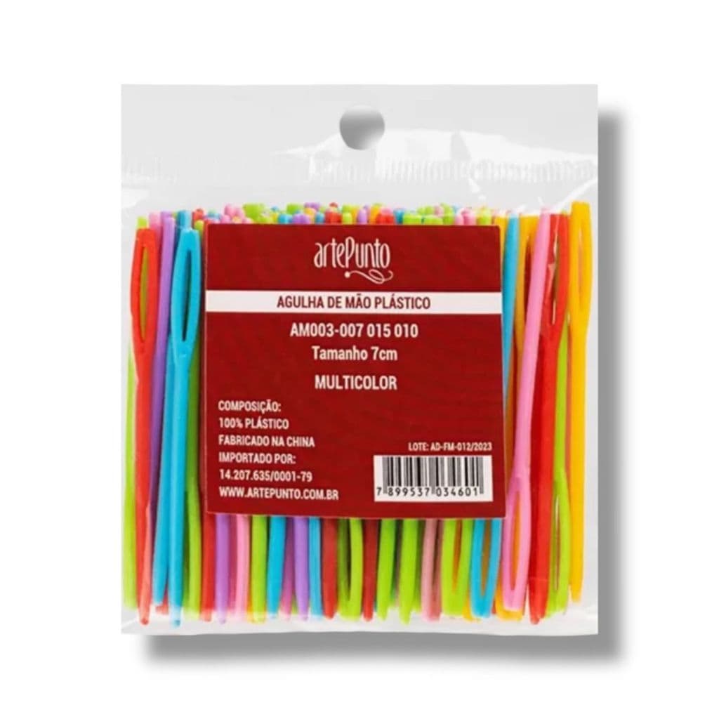 AGULHA DE MÃO PLÁSTICO CORES 7CM - ARTEPUNTO