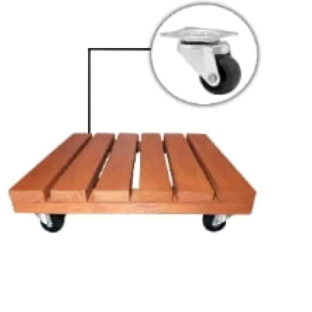Suporte Para Vaso de Planta  Peroba Rosa Com Rodinha 30cm