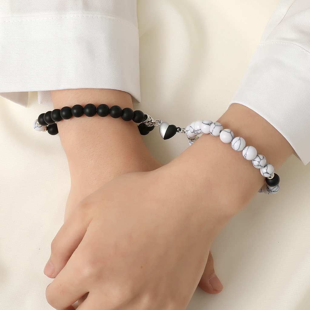 Presente Dia dos Namorados | Kit Pulseiras Magnética Casal Amizade Amor Conexão com Íma Celebração