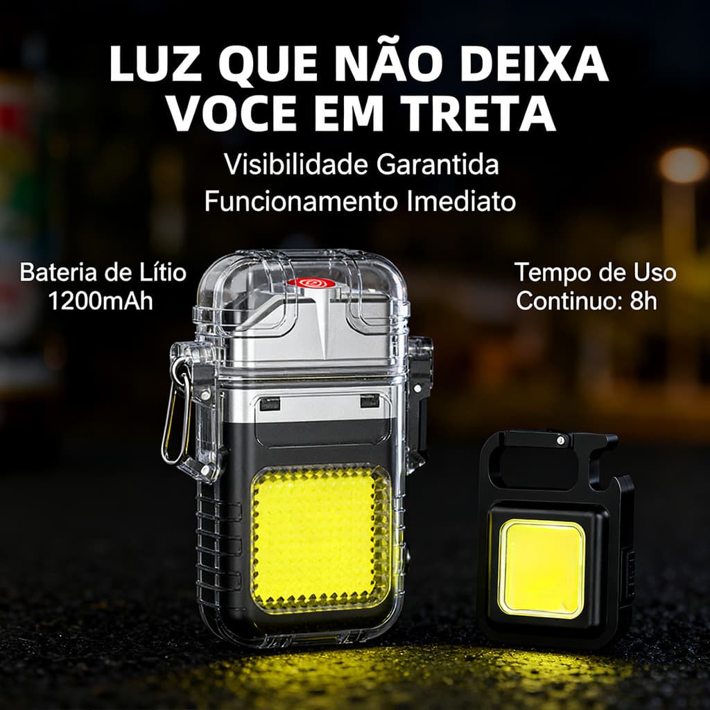 Kit 2 em 1Abridor de garrafas + isqueiro à prova d'água multifuncional portátil com iluminação LED recarregável