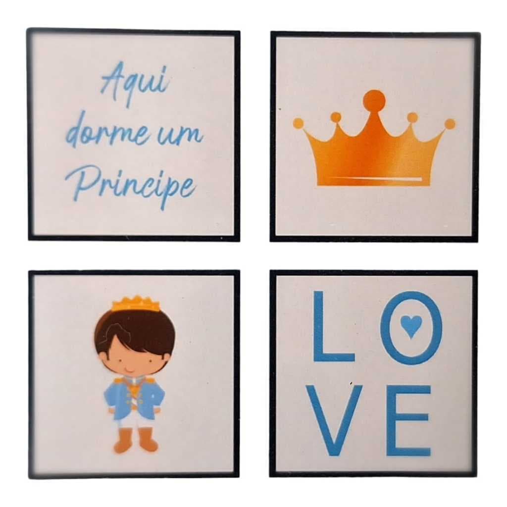 Kit Quadro Madeira Decorativo Príncipe 48cm Quarto Sala Hall Escritório