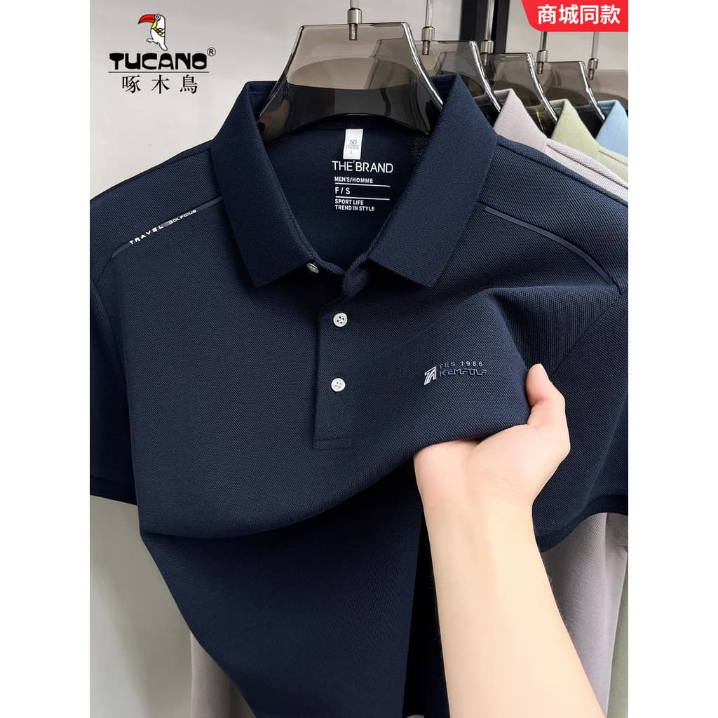 Woodpecker verão camisa polo masculina novo estilo algodão respirável de manga curta camiseta tamanho grande Casual comé