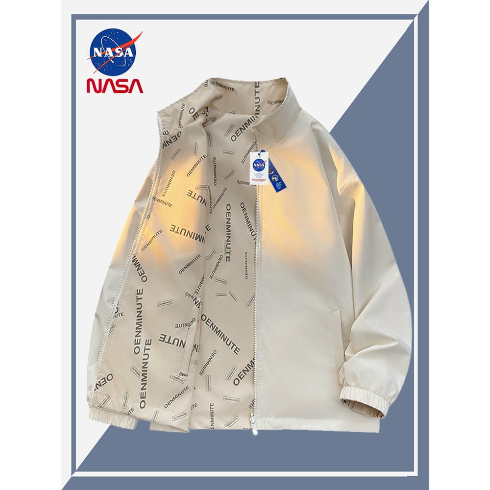 NASA Co-Branded Jaqueta Dupla Face Masculina Primavera Outono Street Wear Casual Esportes Gola Alta Jaqueta Masculina Ja