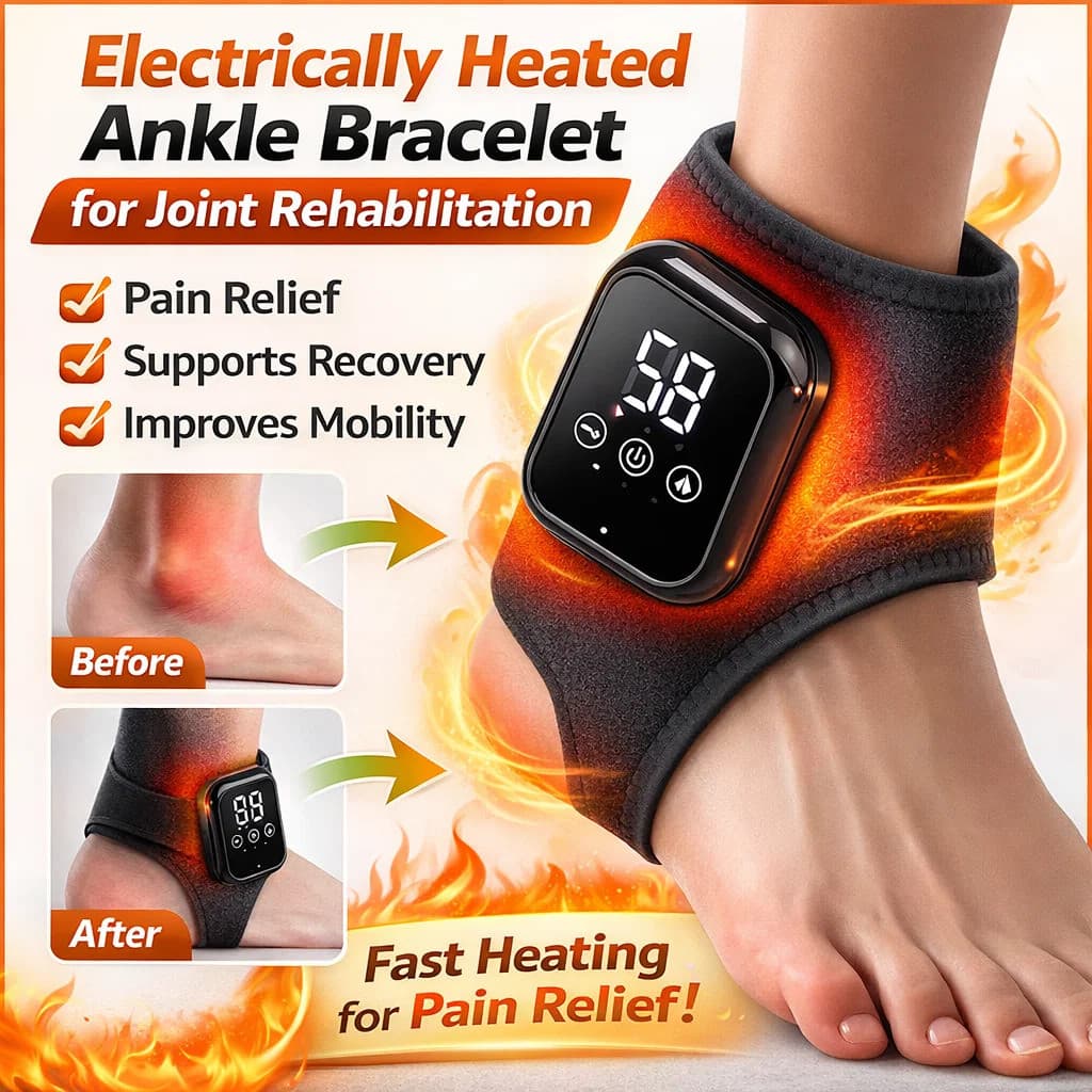 【5 Níveis de Aquecimento】[Rechargeable & Portable] Heated Ankle Massager | Massageador/Proteção/Alívio de Dor