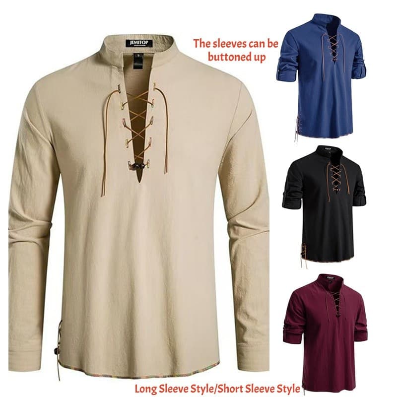 Runcati Camisa Pirata Medieval Masculina Renascentista Viking Traje Manga Longa Rendas Retro Steampunk Topos D KDMJ