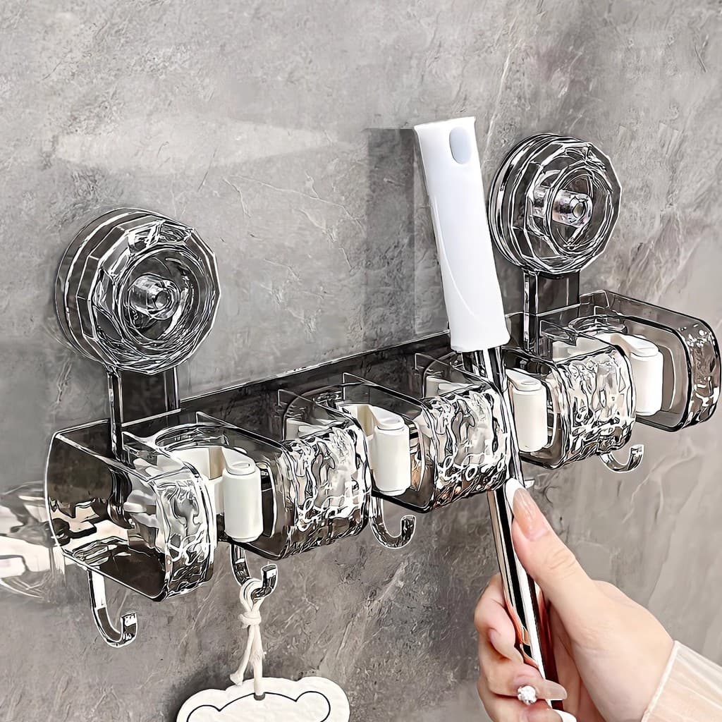 Japão japão Seiko ventosa dupla mop clipe gancho perfuração-livre fixado na parede toalete poderoso mop Rack de armazena