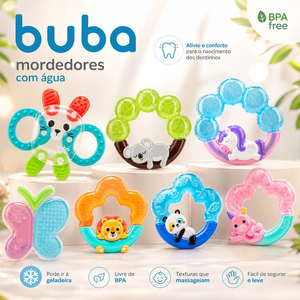 Mordedor Buba Com Água Bebê Alívio Dos Dentinhos Original
