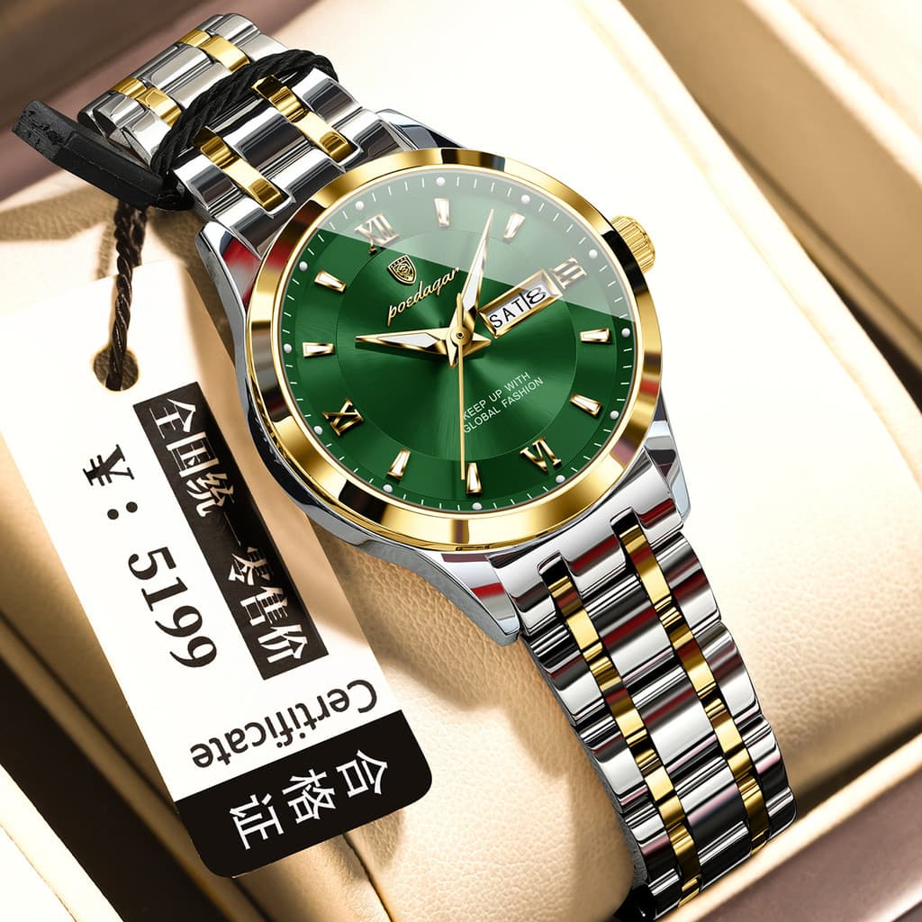 Relógio feminino suíço novo estilo à prova d'água, relógio luminoso de quartzo para negócios, comércio exterior ao vivo,