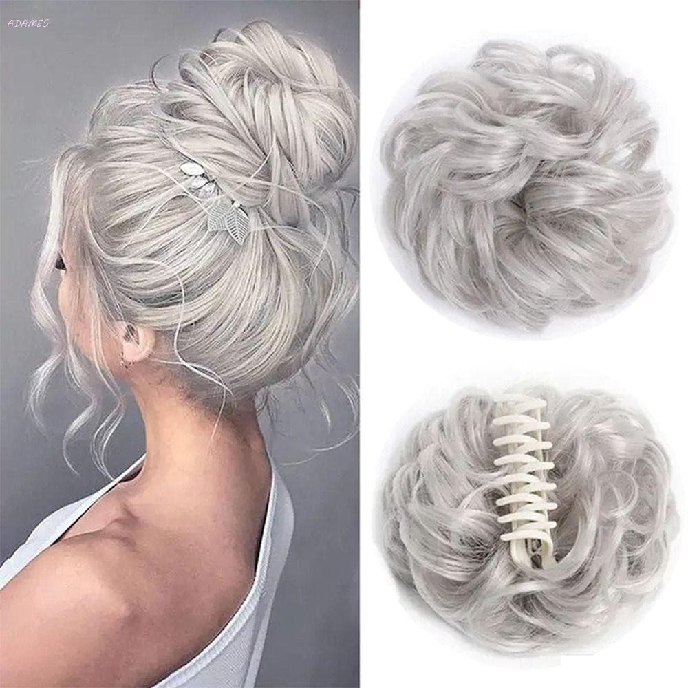Coque De Cabelo Encaracolado Bagunçado ADAMES , Falso Ondulado Pedaço Sintético , Updo Preto Scrunchie Garra Clipe