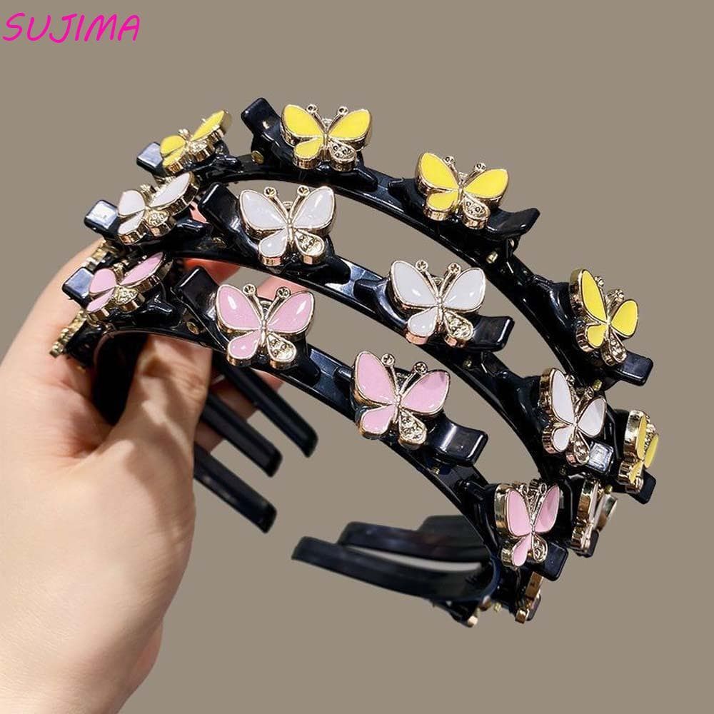Faixas De Cabelo SUJIMA Com Grampos , Argola Borboleta Feminina Brilhante Estilo Francês , Elegante