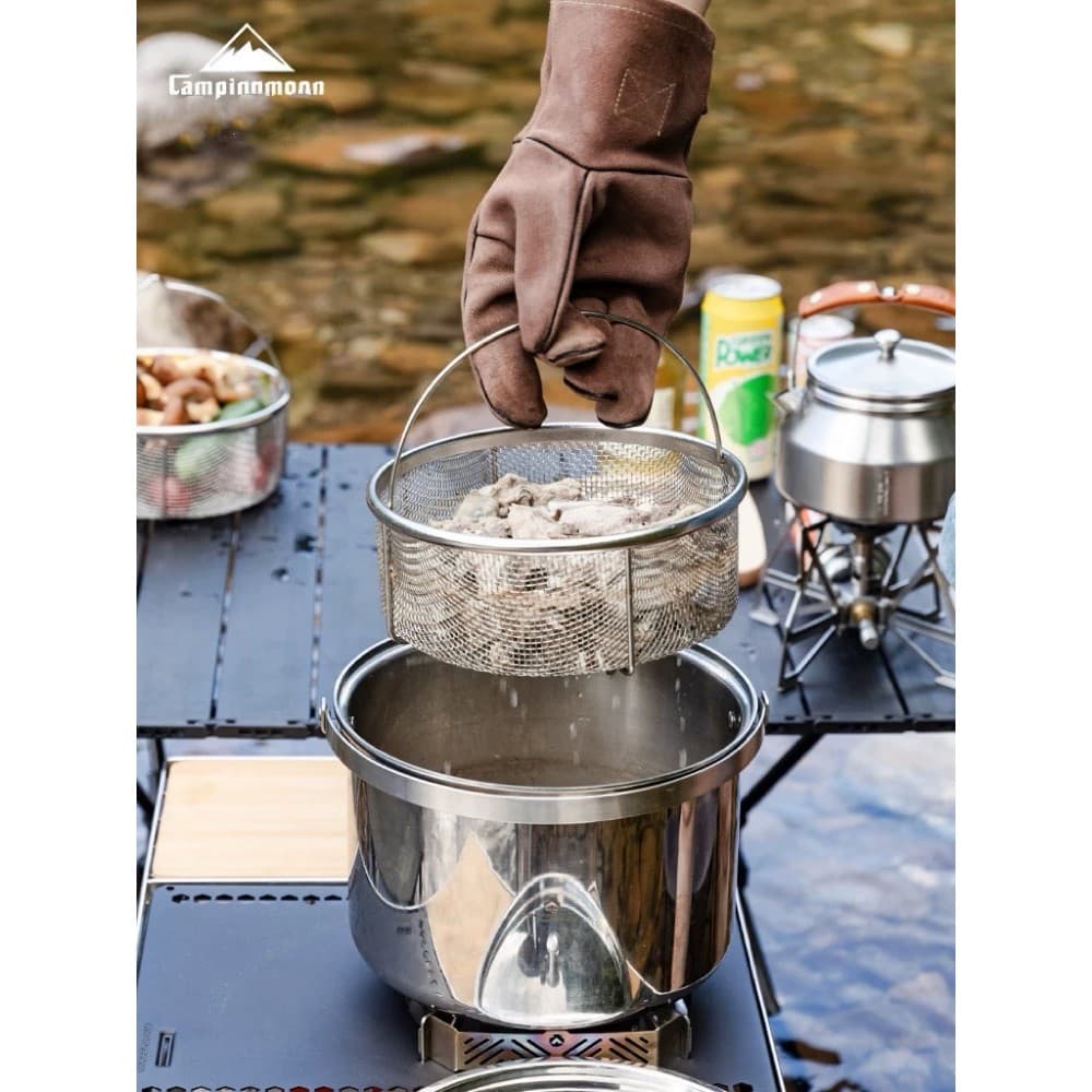 Coman CC-22 Cesta de drenagem de aço inoxidável portátil piquenique multiuso cesta de frutas cozinha comida cozinhar gra