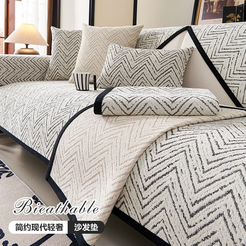 Simples listrado Chenille sofá almofada quatro estações Universal luz luxo High-End sala de estar sofá de couro Anti-des