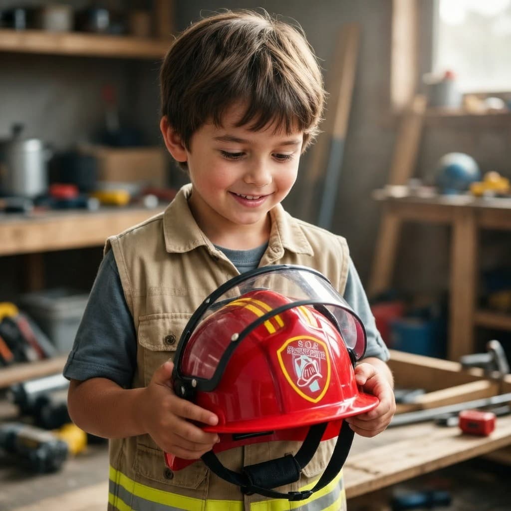 Capacete de Bombeiro Infantil Vermelho para Brincadeiras e Fantasias