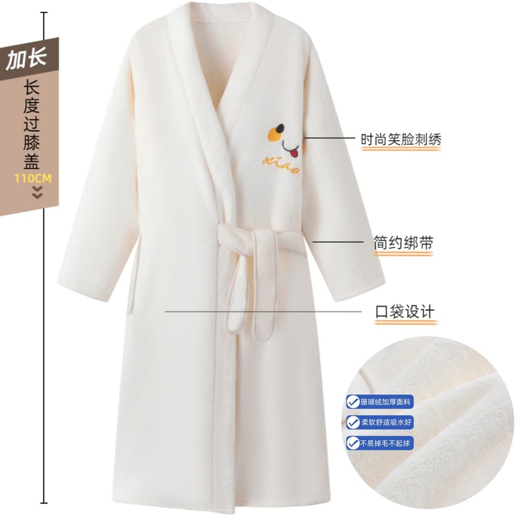 Roupão de banho camisola das mulheres dos homens mesmo estilo outono inverno casal feminino Coral velo absorver água mac