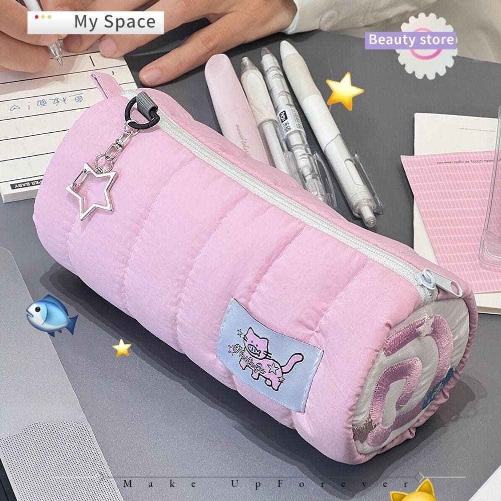 Meu Lápis , Bolsa De Caneta Rosa De Toque Macio , Estudante De Caixa De Grande Capacidade De Desenho Animado