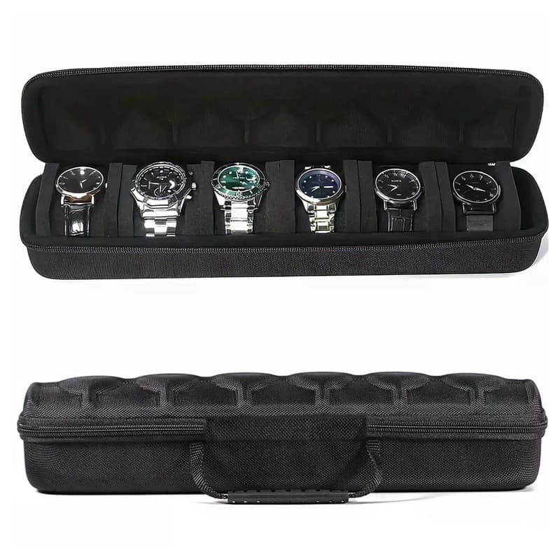 4/6 Slot Relógio Caso Casca Dura Caixa De Armazenamento Organizador Viagem Com Travesseiro Inserção Portátil Display Tit