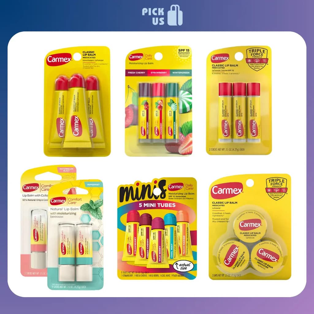 [D03 - vendido em peças/conjunto de 3] Protetor Labial Carmex Hidrata, Suaviza os Lábios, Reduz o Ressecamento, Protetor