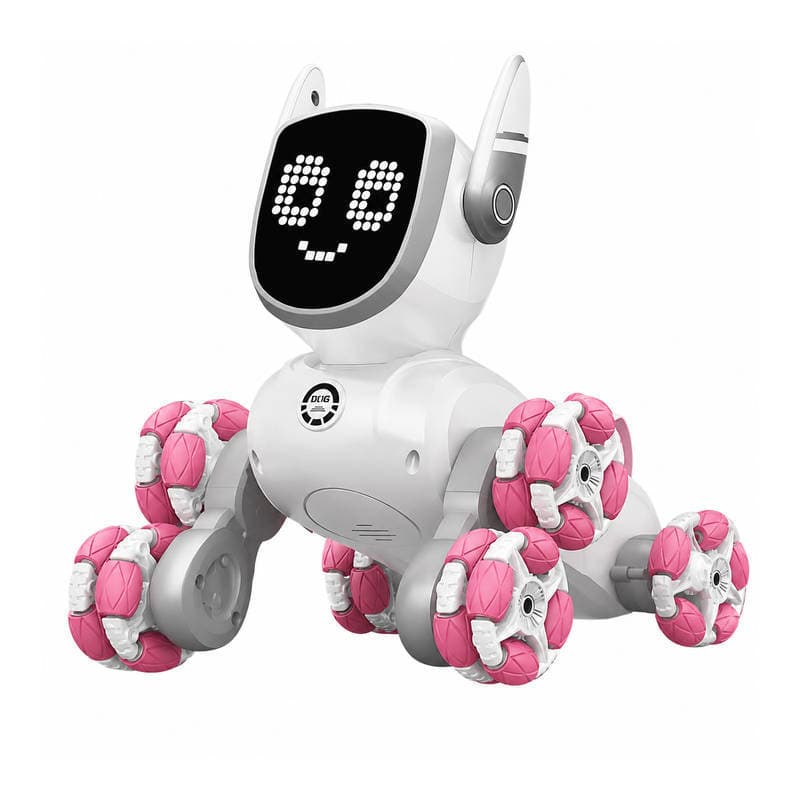 Robô Cão Rosa Interativo Controle Tela Led com Expressões