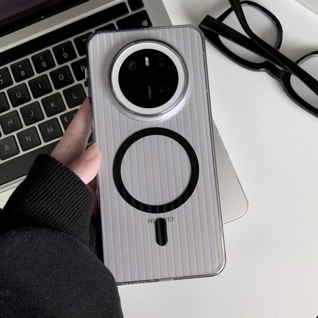 Huawei mate80promax Phone Case Resfriamento Ondulado Padrão Glory 600 Magnético Alta Transparente Capa Protetora