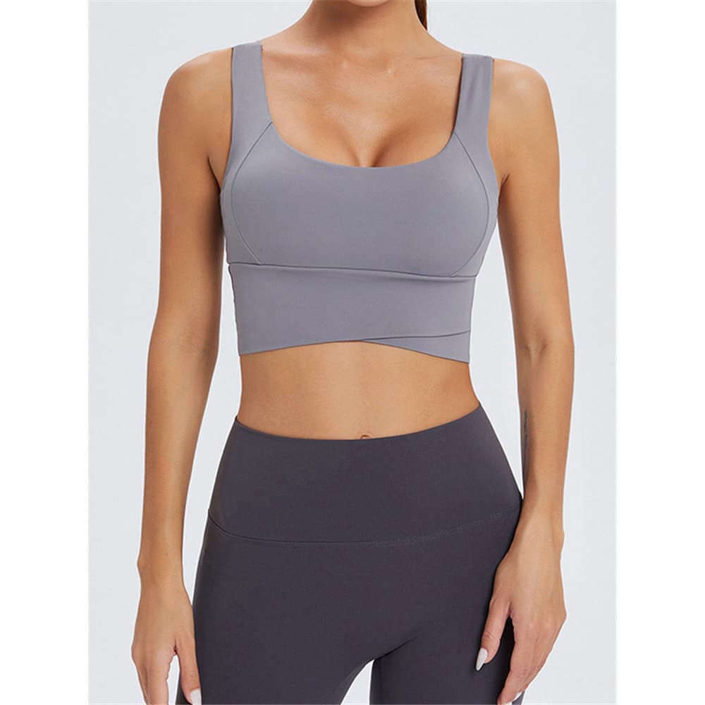 Colete absorvente de suor estilo europeu americano nu estilingue Yoga esportes roupa interior feminina Fitness à prova d