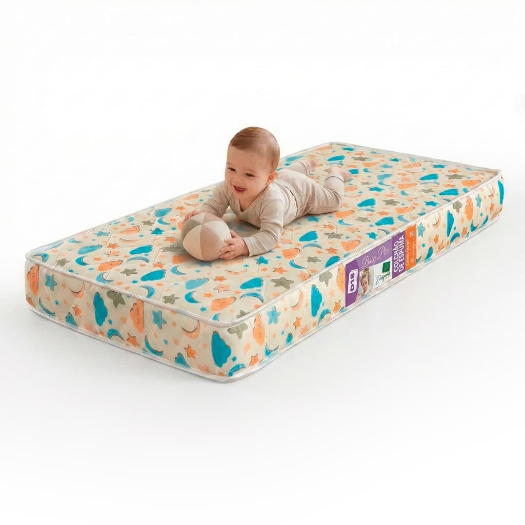 Colchão para Bebê 130x70x8 Espuma D18 Macio Estampado Infantil Antiácaro Berço Chiqueirinho Premium
