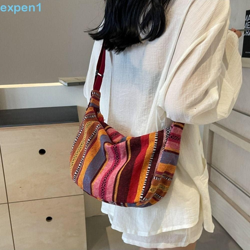 Bolsa Crossbody Com Franja Étnica EXPEN , De Ombro Boêmia De Grande Capacidade , Bordado