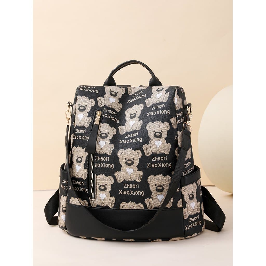 Urso mochila feminina Mini mochila versão coreana na moda bonito saco de viagem lona Jacquard compras pequena bolsa esco