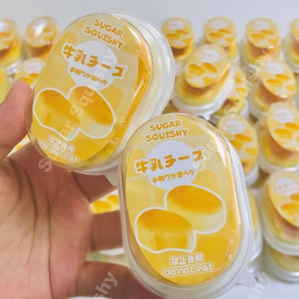 Sugar Squishy Mini Squishies De Ascensão Lenta De Queijo Meio Cozido , Brinquedos De Apertar Para Alívio Do Estresse Ans