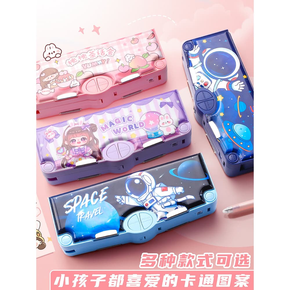 Estojo de lápis de grande capacidade estilo japonês caixa de papelaria de alto valor multifuncional estojo de lápis meni