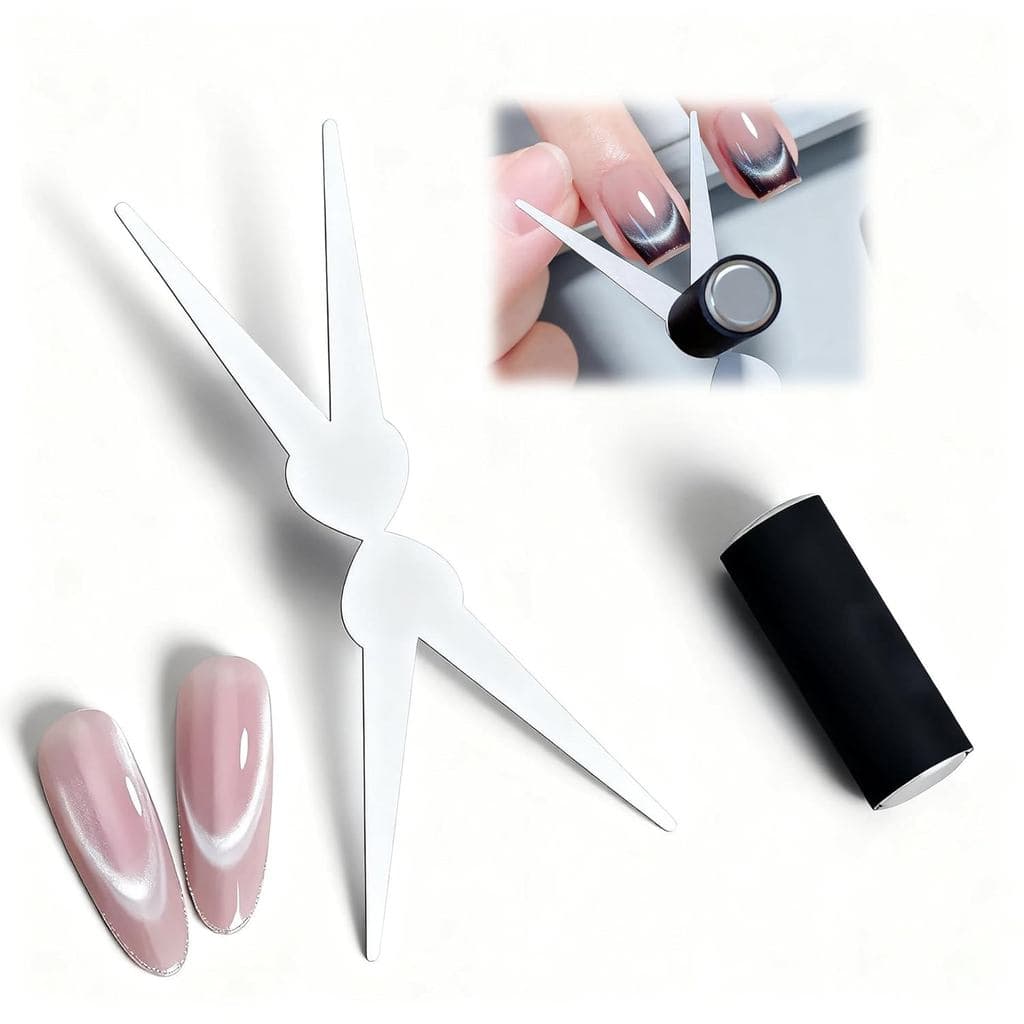 Conjunto de 2 Peças de Ferramentas Magnéticas para Unhas Olho de Gato, Design de Ponta Francesa e Tesoura para Esmalte e