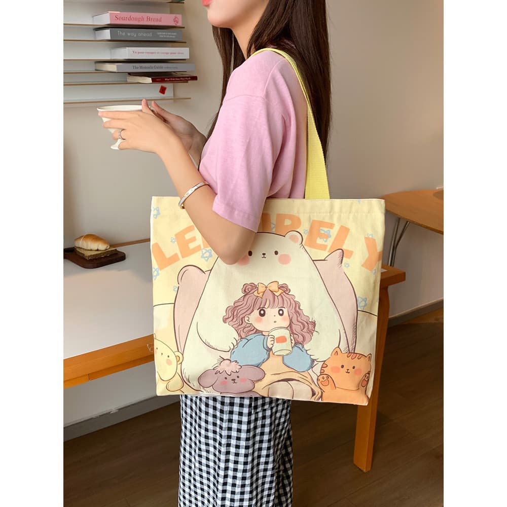 Bolsa de lona feminina de grande capacidade sacola estudante classe bolsa de ombro Commuter novo estilo Casual All-Ma