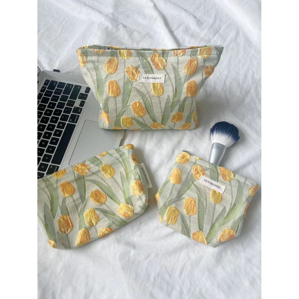 Novo produto bolsa cosmética feminina grande capacidade Design de nicho Original elegante Jacquard embreagem Retro saco