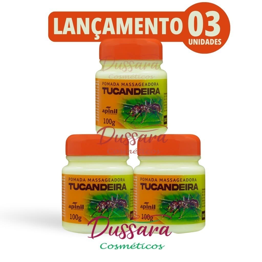 Kit Com 3 Pomada Massageadora Tucandeira – Alívio e Relaxamento 100g Apinil