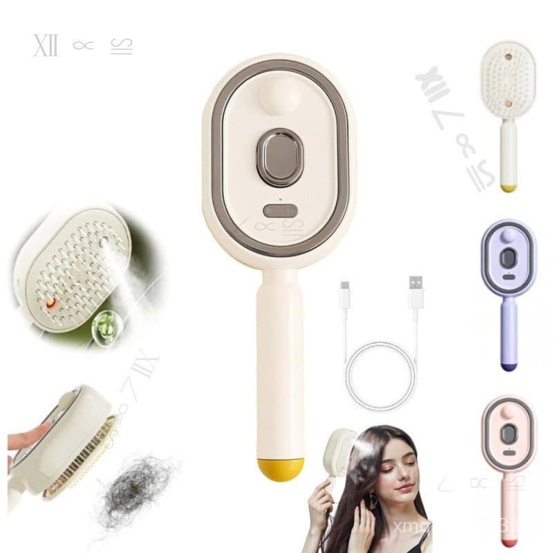 Escova de Vapor Elétrica, Escova de Cabelo com Spray Elétrico, Escova de Cabelo a Vapor Quente Antiestática IKPY